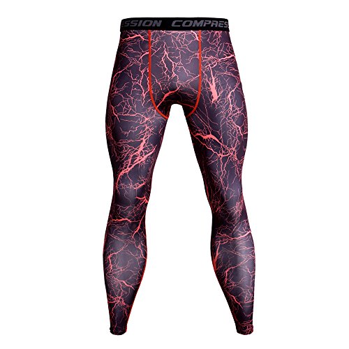 Celucke Sport Leggings Herren Strumpfhose Klassisch Laufhose Pro Cool Compression Tights mit Print, Männer Funktionswäsche Quick Dry Kompression Hose für Fitness Gym Joggen von Celucke