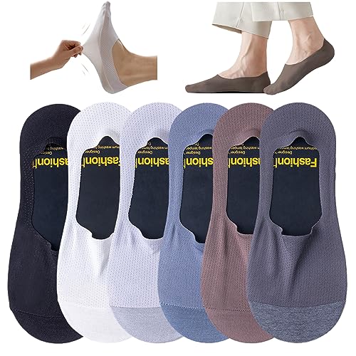 6 Pairs High-end Ice Silk Mesh Socks, Non Slip Ice Silk Socks Invisible Socks for Men Women, Low Cut Breathable Mesh Socks (6Pairs-A,Sizes 39-44) von Cemssitu