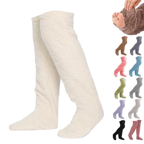 Fuzzy Dreams Leg Warmers, Fuzzy Leg Warmers for Women, Fuzzydreams Leg Warmers, Fuzzy Legs Over Knee Thigh High Sock (White,One Size) von Cemssitu