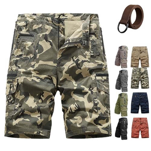 Men's Outdoor Sporty Fitness Multifunctional Shorts, Multifunctional Tactical Cargo Shorts for Men (Camouflage,S) von Cemssitu