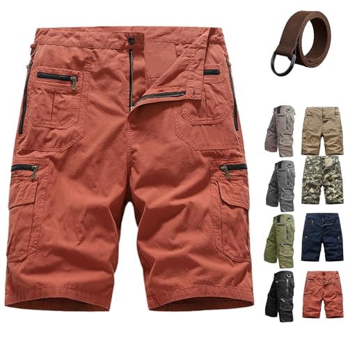 Men's Outdoor Sporty Fitness Multifunctional Shorts, Multifunctional Tactical Cargo Shorts for Men (Orange,2XL) von Cemssitu