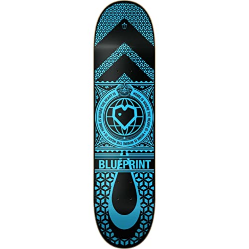 Centrano Unisex – Erwachsene Home Heart Skateboard Deck, Schwarz/Blau, 8.25" von Centrano