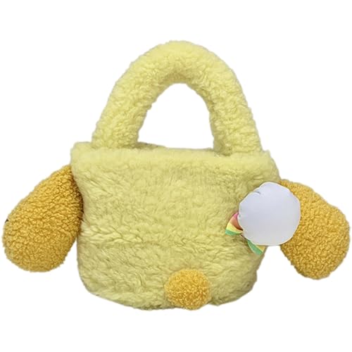 Plush Bag, Plush Purse, Stylish Comfortable Cute Cartoon Design Coin Pouch for Small Cards, Holiday, Birthday, Yellow, Polyester Lining, Practical and Spacious von Ceprznvey