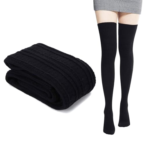 Damen Oberschenkel Hohe Socken, Damen Stulpen, Lang Oberschenkel Hohe Beinstulpen, Lange Gestrickt Beinwärmer, Winter Beinstulpen Strumpf, Lange Beinwärmer, Damen Kabelstrick Overknee Stiefel Socken von Cerioll