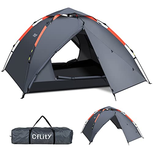 Cflity Camping Zelt, 3 Personen Instant Pop Up Zelt Wasserdicht DREI Schicht Automatische Kuppelzelt, Große 4 Jahreszeiten Zelt, Backpacking Zelt mit Rain-Fly 2 Erweiterbare Veranda für Camping Cflity Camping Zelt, 3 Personen Instant Pop Up Zelt Wasserdicht DREI Schicht Automatische Kuppelzelt, Große 4 Jahreszeiten Zelt, Backpacking Zelt mit Rain-Fly 2 Erweiterbare Veranda für Camping von Cflity