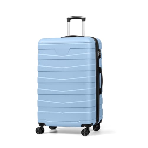 ChaCool Koffer Trolley Reisekoffer Check-In Gepäck, 45.5×26×57.5cm Hartschalen-Koffer mit TSA-Schloss und 4 Rollen ardschale Boardcase Handgepäck mit 5cm Volumenerweiterung （L, Hellblau von ChaCool