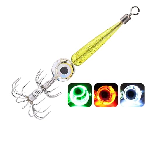 Chaies Squid Jigs Saltwater Glow, Leuchtende Squid Jig Hooks - LED-Wasserdichter Angelköder-Licht-Tintenfischhaken,Unterwasser-Meeresfischer-Jigs, Tintenfisch-Jig-Haken-Set zum von Tintenfischen, von Chaies