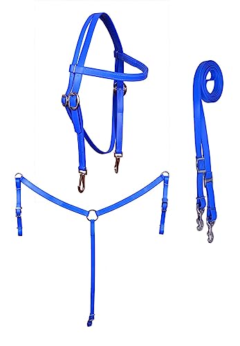 CHALLENGER Pferd Western PVC beschichtet 3-teiliges Zaumzeug Set Zaumzeug Brust Halsband Zügel 40MIB02RB von Challenger