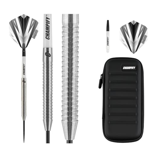 Champify NEU 23g 90% Tungsten Darts Set “Blizzard” mit schwarzer Darttasche| 3 Steeldarts mit 9 Schäften & 9 Flights | Dart Set mit Zubehör | Dartpfeile mit Metallspitze Champify NEU 23g 90% Tungsten Darts Set “Blizzard” mit schwarzer Darttasche| 3 Steeldarts mit 9 Schäften & 9 Flights | Dart Set mit Zubehör | Dartpfeile mit Metallspitze von Champify