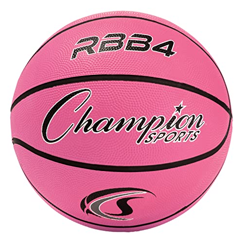 Champion Sports Basketball aus Gummi, strapazierfähig, Pro-Style-Basketbälle und Größen – Premium-Basketballausrüstung, drinnen und draußen – Sportpädagogikbedarf (Größe 6, Rosa) von Champion Sports