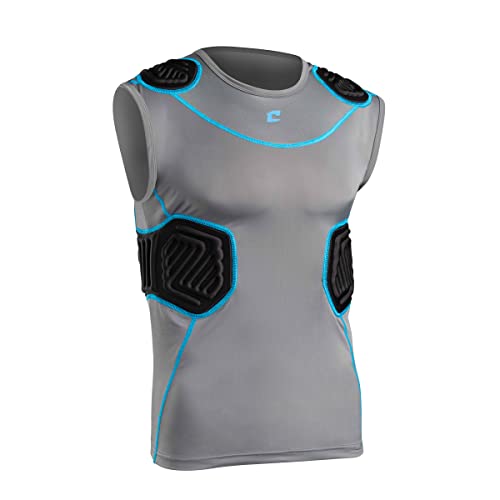CHAMPRO Bull Rush Fußball-Kompressionsshirt für Herren mit integriertem Polstersystem, Anthrazit, Optic Blue Trim, Medium CHAMPRO Bull Rush Fußball-Kompressionsshirt für Herren mit integriertem Polstersystem, Anthrazit, Optic Blue Trim, Medium von Champro