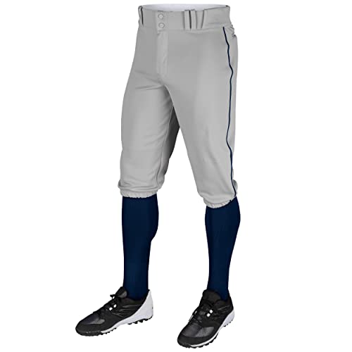 Champro Uni-Erwachsene Triple Crown Baseball Knickers with Braid Dreifach-Kronen-Höschen aus Polyester mit Zopf, Grau/Marineblau, Small Champro Uni-Erwachsene Triple Crown Baseball Knickers with Braid Dreifach-Kronen-Höschen aus Polyester mit Zopf, Grau/Marineblau, Small von Champro