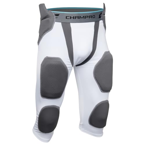 CHAMPRO Unisex-Erwachsene Man-Up 7-Pad Kompressions-Fußball-Girdle Man-Up-7-Pad, Weiß, X-Large von Champro