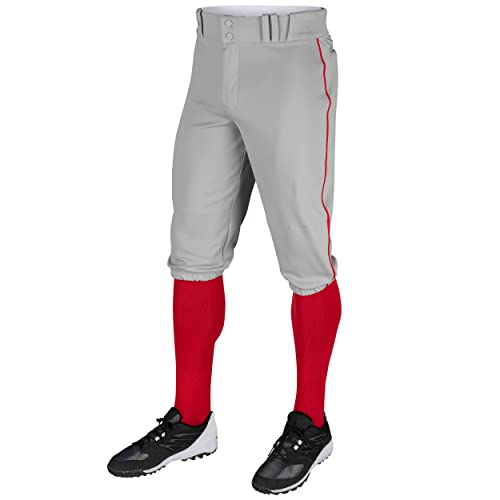 Champro Uni-Erwachsene Triple Crown Baseball Knickers with Braid Dreifach-Kronen-Höschen aus Polyester mit Zopf, Grau, Scarlet Pipe, Medium von Champro