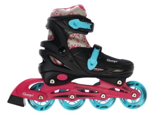 Champz Verstellbare Inline Skates für Kinder - Laufboot - Pink - Größe 34-37 - ABEC7 - Anfänger Skeelers von Champz