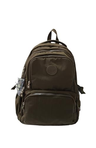 Männer Rucksack Reisetasche Nylon Wasserdicht Schule Taschen for Teenager Jungen(Dark Brown,2302 33x15.5x48cm) von Changyina