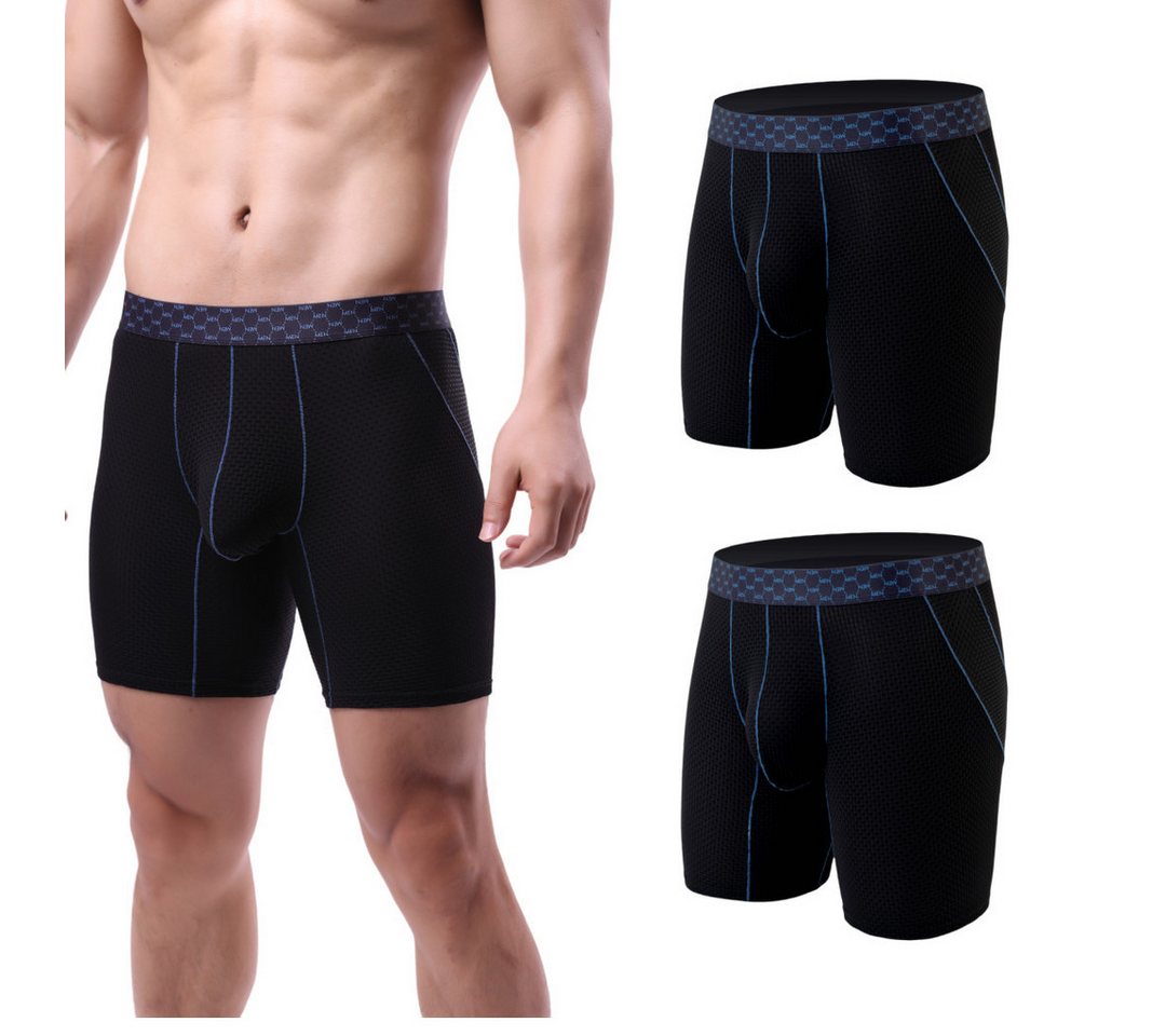 Charon Boxershorts Herren-Boxershorts aus Eisseide mit langem Bein (Unterwäsche aus Eisseide (2 Stück), Bequemer und atmungsaktiver Slip mit mittlerer Leibhöhe) Anti-Scheuer-Sport-BH für den täglichen Gebrauch von Charon