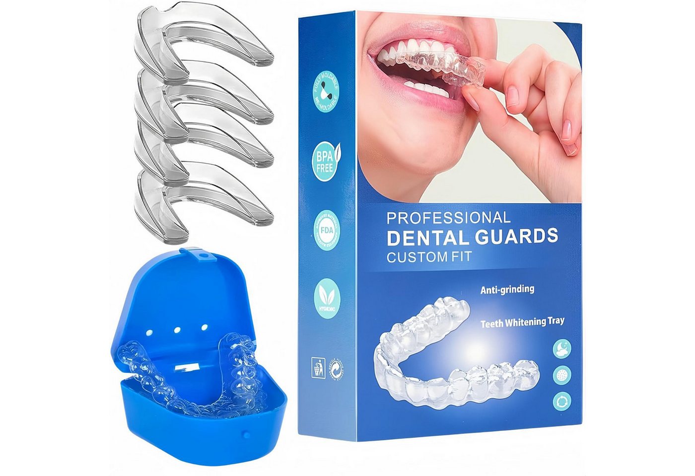 Charon Zahnschutz Mundschutz für nächtliches Zähneknirschen (Anti-Schleif-Effekt für die Nacht (4er-Pack), 4-tlg., Für Nachtschlaf und Zahnschutz), Wiederverwendbarer Mundschutz von Charon
