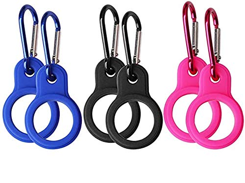 Cheeroyal 6 Stück Silikon-Wasserflaschen-Schnalle,tragbare Outdoor-Hänge-Schnalle,Clip,Flaschenträger-Clip,Halter,Haken mit D-Ring-Haken für Reisen,Camping,Wandern,Outdoor-Aktivitäten von Cheeroyal