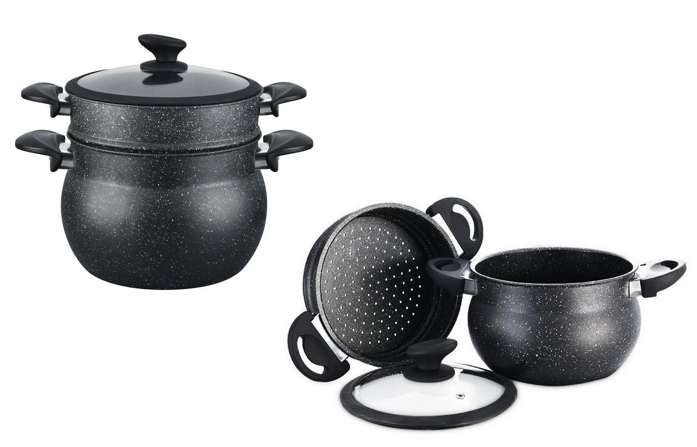Cheffinger Topf-Set Couscous Kuskus Topfset 3 tlg. ca.12 L Dampfgarer Ø 26 CF-COUS12, Aluminiumguss (3-teiliges Couscous-Topf-Set) Cheffinger Topf-Set Couscous Kuskus Topfset 3 tlg. ca.12 L Dampfgarer Ø 26 CF-COUS12, Aluminiumguss (3-teiliges Couscous-Topf-Set) von Cheffinger