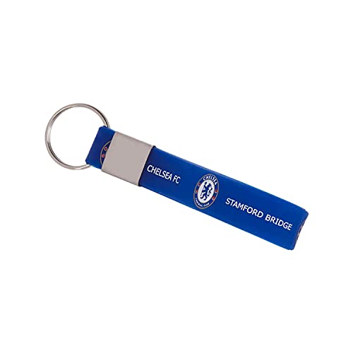 Chelsea F.C. Silikon-Schlüsselanhänger, offizielles Lizenzprodukt, blau / weiß, 40mm x 30mm von Chelsea