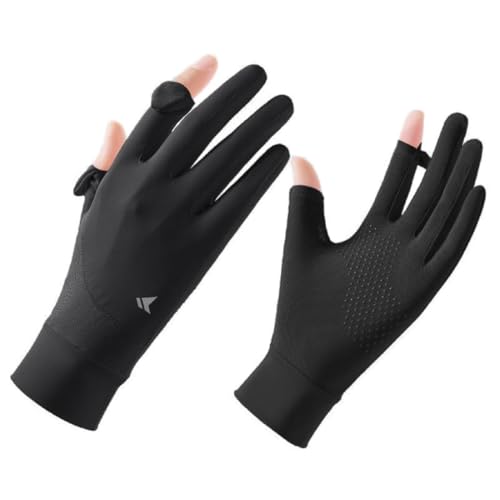 LSF 50+ dünne Sonnenhandschuhe für Damen, UV-Schutz, Vollfinger-Touchscreen, rutschfest, Angeln, Radfahren, Handschuhe für Reisen, Golfen, Laufen (schwarz, Einheitsgröße) von Chenflying