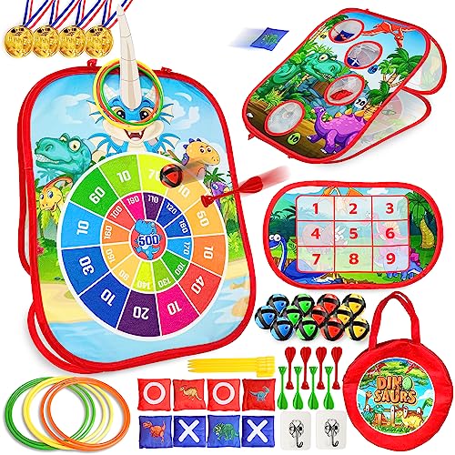 Chennyfun Dartscheibe Wurfspiel Gartenspiele für Kinder- 6 in 1 Dinosaurier Dartspiel mit Dart,Sitzsack, Klettbälle,Ring toss Dreiseitiges Zusammenklappbar Spielzeug Bean Bag Toss Set Chennyfun Dartscheibe Wurfspiel Gartenspiele für Kinder- 6 in 1 Dinosaurier Dartspiel mit Dart,Sitzsack, Klettbälle,Ring toss Dreiseitiges Zusammenklappbar Spielzeug Bean Bag Toss Set von Chennyfun