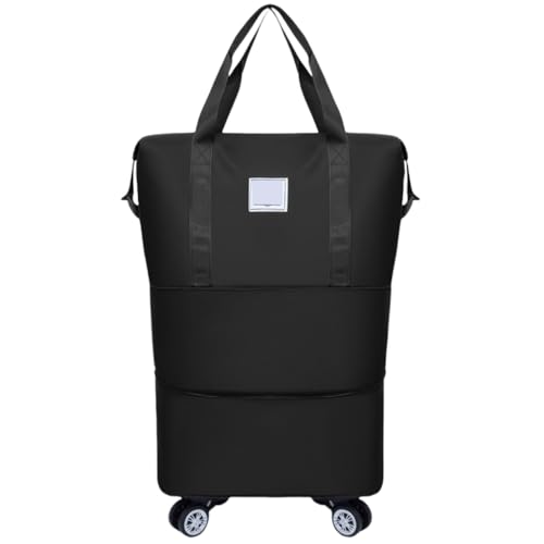 Chenxi Studio Taschen für Damen, erweiterbare Reisetasche mit Rädern, für Reisen und Sport, mit Trocken- und Nass-Trennung, wasserabweisend, faltbar, Schwarz von Chenxi Studio