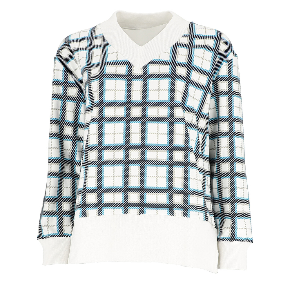 'Cherie Golf Damen V-Fleece Tartan Pullover weiss/blau' 'Cherie Golf Damen V-Fleece Tartan Pullover weiss/blau' von Cherie