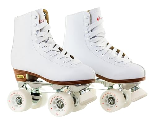 Chicago Skates Damen Rollschuhe Rink Premium Leder gefüttert – Classic White Quad Skates – Größe 45 Chicago Skates Damen Rollschuhe Rink Premium Leder gefüttert – Classic White Quad Skates – Größe 45 von CHICAGO