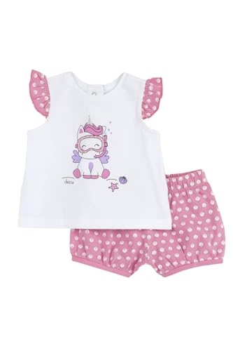 Chicco, KomplettSet Mädchen, TShirt und Shorts, mit Niedlichen und Lustigen Mustern, Designed in Italy, BabyKleidung 0-24 Monate, GeschenkIdeen Geburt, Rosa (hell), 86 von Chicco