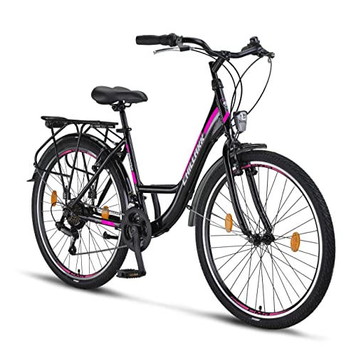 Chillaxx Bike Strada Premium City Bike in 26 und 28 Zoll - Fahrrad für Mädchen, Jungen, Herren und Damen - 21 Gang-Schaltung - Hollandfahrrad Citybike (26 Zoll, Schwarz V-Bremse) von Chillaxx