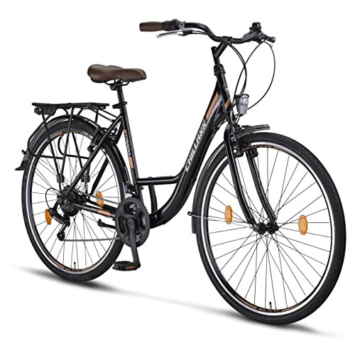 Chillaxx Bike Strada Premium City Bike in 26 und 28 Zoll - Fahrrad für Mädchen, Jungen, Herren und Damen - 21 Gang-Schaltung - Hollandfahrrad Citybike (28 Zoll, Schwarz V-Bremse) von Chillaxx