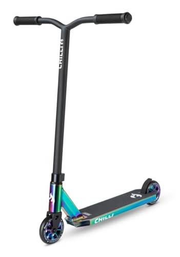 Chilli Pro Scooter™ Rocky | Das ORIGINAL | Stunt Scooter mit 360° Lenkung | High-End Stuntscooter | Für Einsteiger | 110 mm PU Räder | Trick Roller für Kinder und Erwachsene | Farbe neochrome von Chilli Pro Scooter