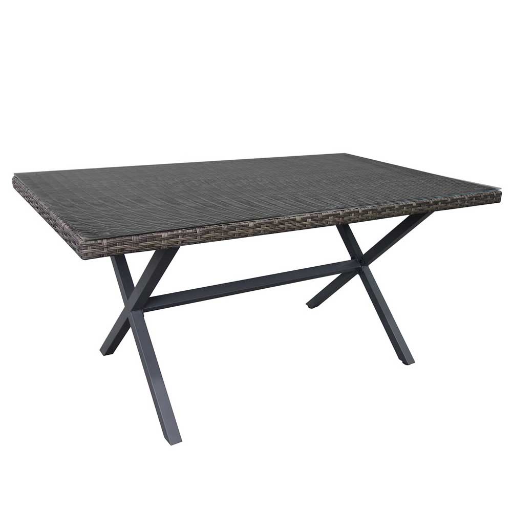 Chillvert Varenna Steel. Glass And Synthetic Rattan Rectangle Table 160x90x73 Cm Braun von Chillvert