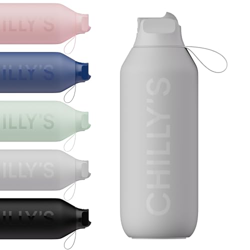 Chilly's Series 2 Flip Bottle - Thermosflasche mit Sport-Verschluss, Teleskop-Strohhalm & Nylon-Trageschlaufe - Edelstahlflasche mit Easy Flip Öffnung und Strohhalm-Bürste - 1000ml - Granite Grey Chilly's Series 2 Flip Bottle - Thermosflasche mit Sport-Verschluss, Teleskop-Strohhalm & Nylon-Trageschlaufe - Edelstahlflasche mit Easy Flip Öffnung und Strohhalm-Bürste - 1000ml - Granite Grey von Chilly's