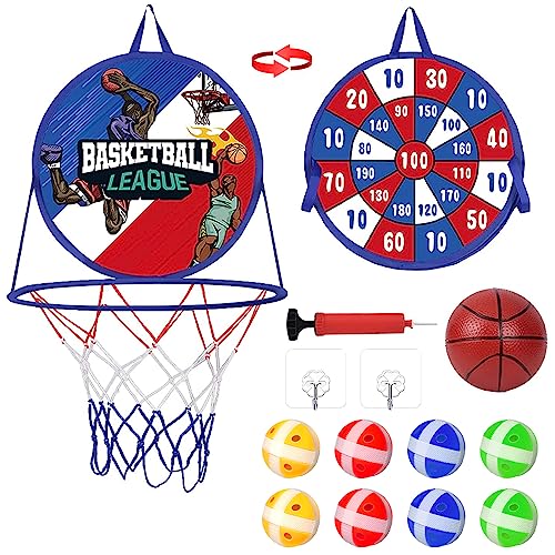 Basketballkorb mit Dartscheibe-Set für Kinder, 2 in 1 Dartscheibe und Mini Basketballkorb Zimmer Spielzeug, Faltbares Indoor und Outdoor Wurfspiel Geschenk für Kinder, Mädchen und Jungen Basketballkorb mit Dartscheibe-Set für Kinder, 2 in 1 Dartscheibe und Mini Basketballkorb Zimmer Spielzeug, Faltbares Indoor und Outdoor Wurfspiel Geschenk für Kinder, Mädchen und Jungen von Chithor