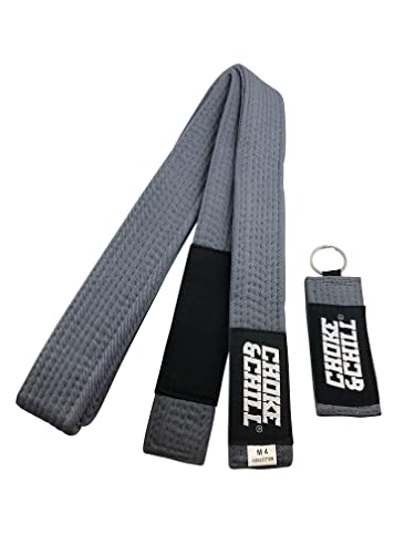 Choke&Chill BJJ Brazilian Jiu-Jitsu Belt Gürtel mit Schlüsselanhänger (Grau, M3 (240cm)) von Choke&Chill