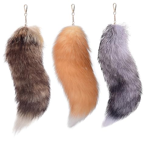 Fuchsschwanz Anhänger Kunstfell Faux Fur Fox Tail Keychain Therian Fuchs Schwanze Furry (14) von ChongKuan