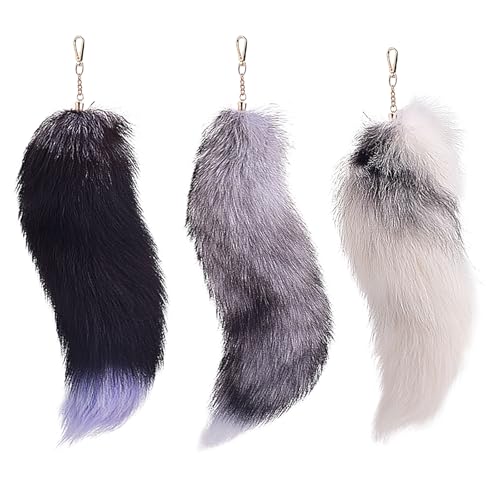 Fuchsschwanz Anhänger Kunstfell Faux Fur Fox Tail Keychain Therian Fuchs Schwanze Furry (3) von ChongKuan