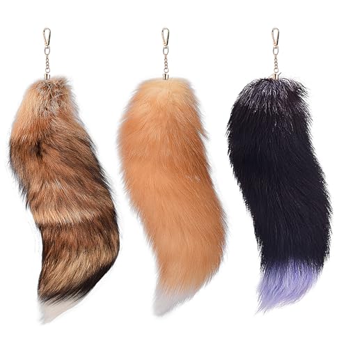 Therian Tail Kunstfell Fuchsschwanz Anhänger Faux Fur Fox Keychain Fuchs Schwanze Furry (7) von ChongKuan