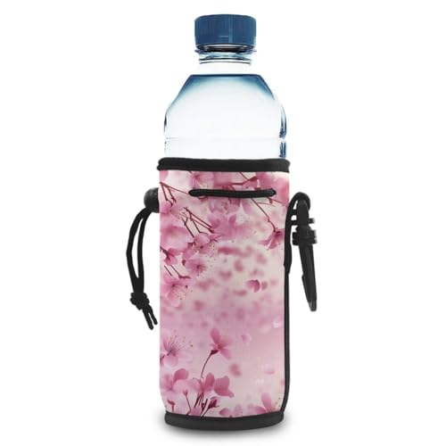 Chririnla Wasserflaschenhülle mit Kirschblüten-Motiv, isolierte Wasserflaschenhalter für Frauen und Mädchen, leichter Flaschenhalter von Chririnla