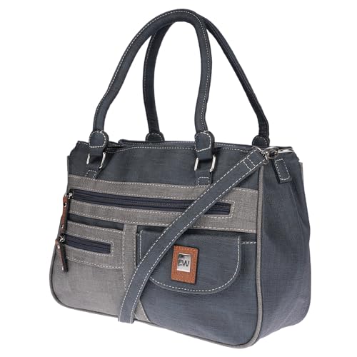 Christian Wippermann große Damen Umhängetasche Tasche Schultertasche in Leder Optik (Blau-Grau) von Christian Wippermann