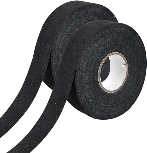 Chstarina 2 Roll Hockey Tape Schwarz, 25m x 25mm Hockey Schlägerband, Schläger Tape, Rutschfestes Hockeyschlägerband, Selbstklebendes Griffband, Griffband Sport für Golf-, Tennis-, Badminton-Schläger von Chstarina