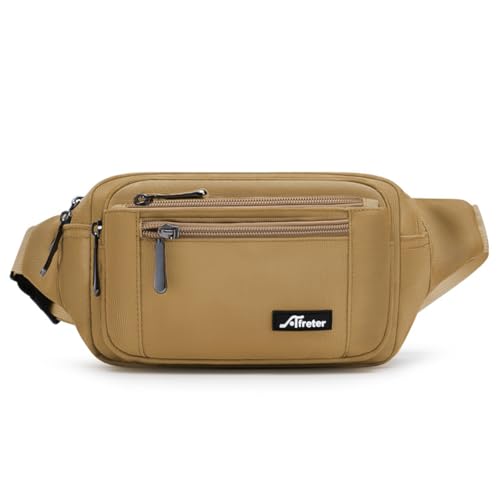 ChuLian Gürteltasche für Herren, legere Hüfttasche mit verstellbarem Riemen, mehrere Taschen, Gürteltasche, Umhängetasche für Reisen, Radfahren, Laufen, Wandern, Khaki von ChuLian