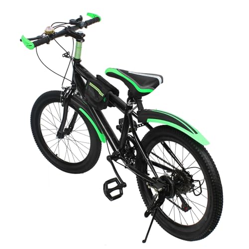 Chynalys Kinderfahrrad 20 Zoll Kohlenstoffstahl Mountainbike, 7-Gang Jugendfahrrad Zweischeibenbremse Fahrrad Mountainbike Kinder Fahrrad Fahrrad für Jungen und Mädchen, (GRÜN) von Chynalys