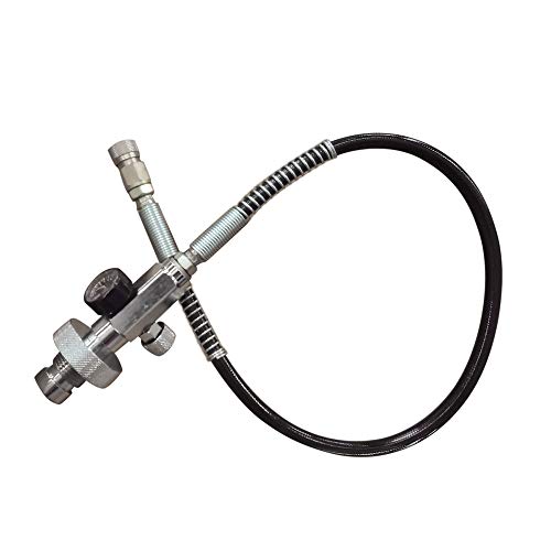 Chynalys PCP Füllstation Nachfülladapter Paintball Luftgewehr Füllstation Adapter 0-4500PSI+ Hose, Ladekit 300bar / 4500psi Din Air Refill Adapter, 9.5cm von Chynalys