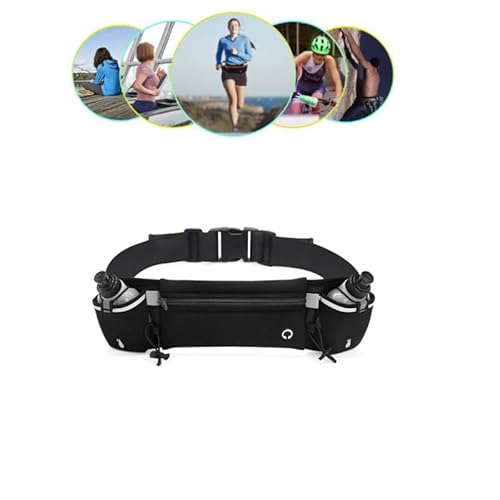 CiCixixi Trinkgürtel Laufen Hydration Band, Laufgürtel Gürteltasche Reflektierend Hüfttasche Bauchtasche Sport für Marathon Joggen Radfahren Reisen Outdoor mit 2 x Wasser Flaschen von CiCixixi