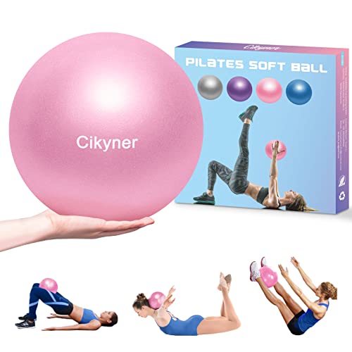 Cikyner Soft Pilates Ball, 23-25cm Kleiner Gymnastikball mit aufblasbarem Strohhalm, für Pilates, Yoga, Ganzkörpertraining, Verbesserung des Gleichgewichts zu Hause im Fitnessstudio und im Büro von Cikyner