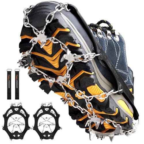 Crampons Ice Cleats Traction Snow Grips for Boots Shoes Women Men Anti Slip 19 Stainless Steel Spikes Safe Protect for Hiking Fishing Walking Climbing Mountaineering (Black,M) Crampons Ice Cleats Traction Snow Grips for Boots Shoes Women Men Anti Slip 19 Stainless Steel Spikes Safe Protect for Hiking Fishing Walking Climbing Mountaineering (Black,M) von Cimkiz